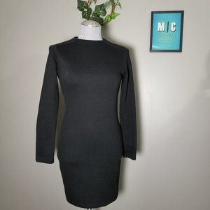 Zara Black Bodycon Ribbed Knit Long Sleeve Dress